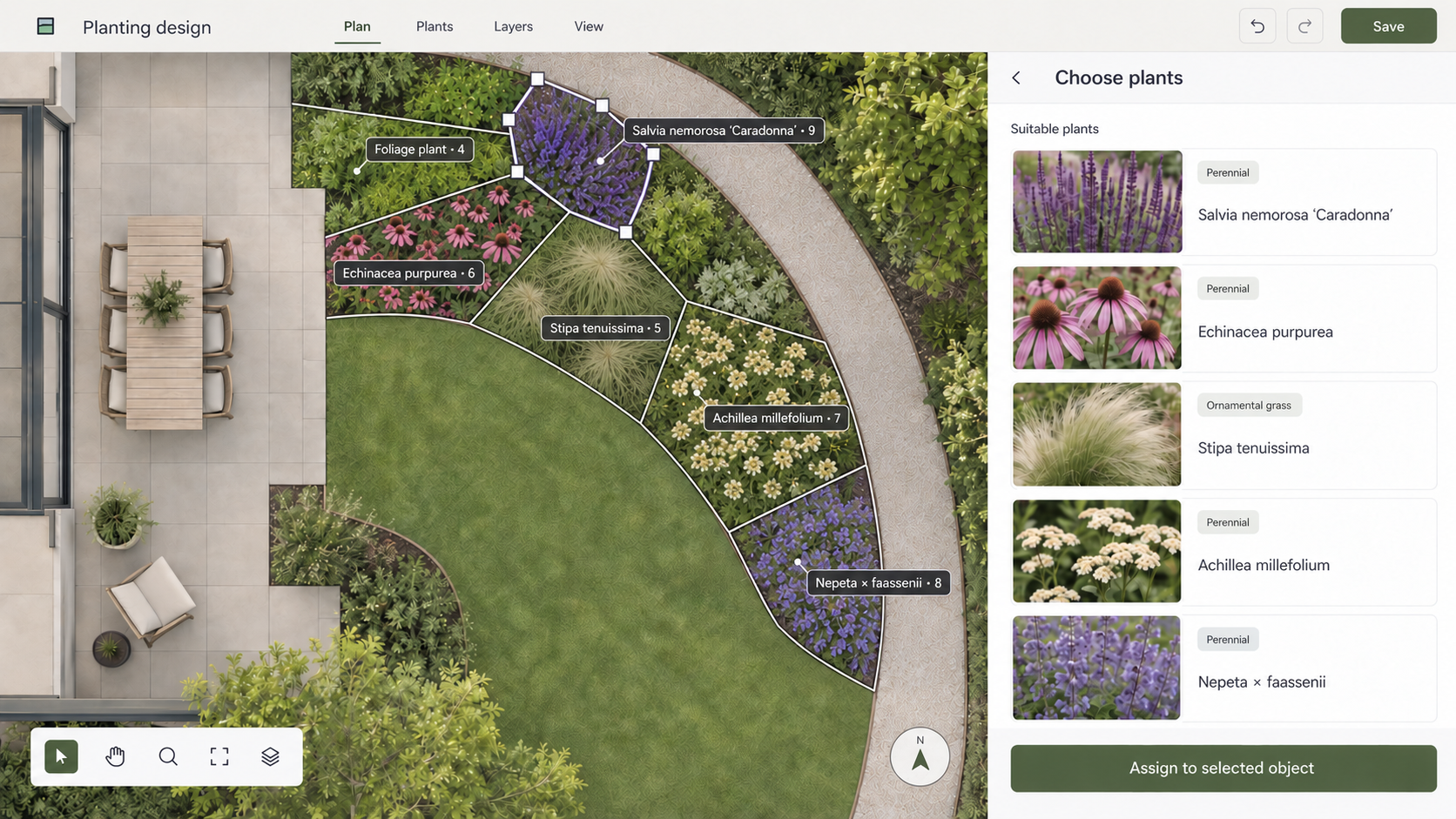 Concept visual showing the What The Shrub! planting design interface.