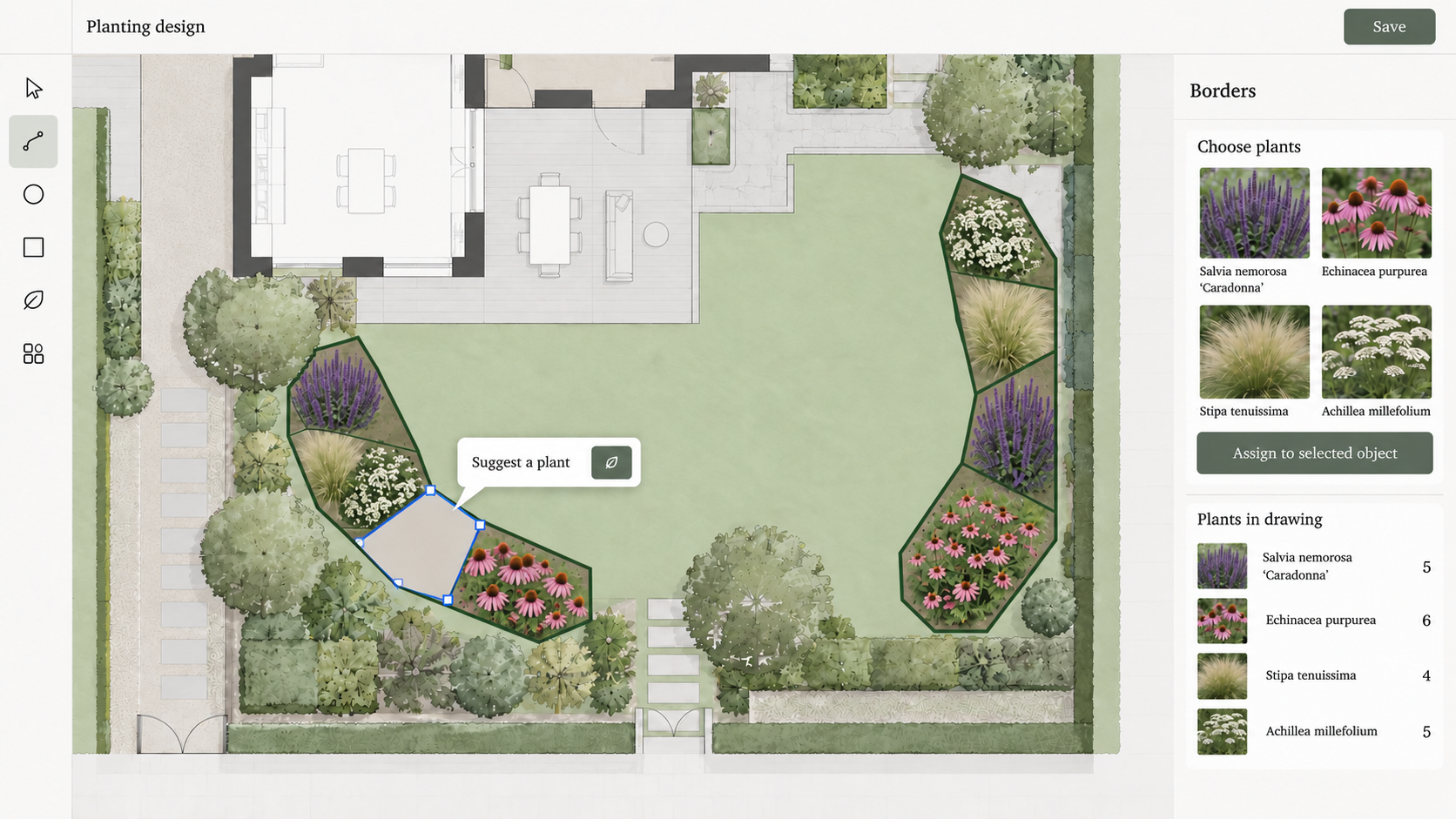 Concept visual showing another view of the intended What The Shrub! planting design workflow.